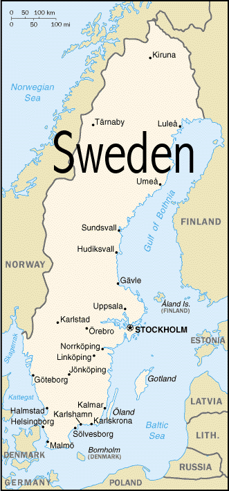 Map of Sweden - Print for easier reading.